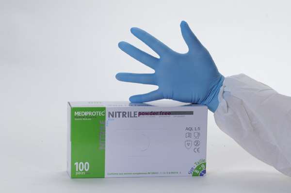 GANT NITRILE BLEU NON POUDRE LARGE 8-9 PAR 100